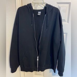 Gildan Black Cotton Zipper Hoodie